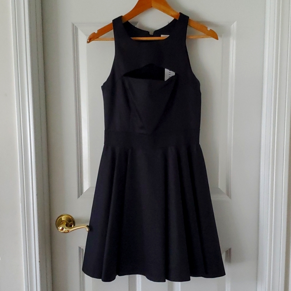 Milly Black Cut-out Flare Dress Size 6